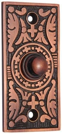 Adonai Hardware Decorative Rectangular Brass Bell Push or Door Bell or Push Button - Antique Copper