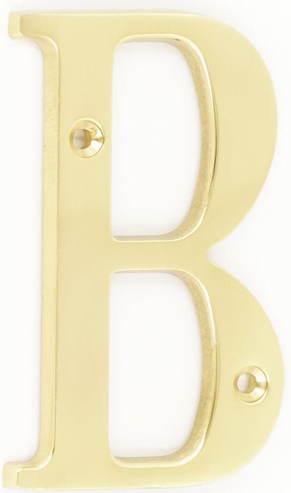 ZW Hardware B100 3 Inch Solid Brass Bright Brass House Letter B