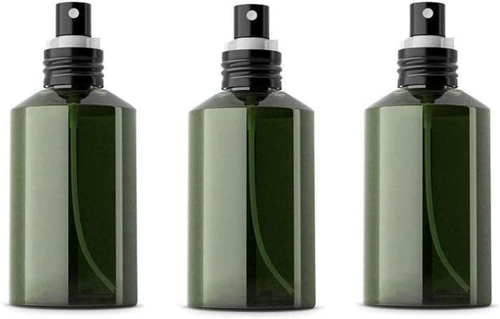 3PCS 100mL/3.4oz Empty Refillable Plastic Spray Bottle Atomizers Container Vials Pot Jars DIY Beauty Tools For Makeup Water Liquids Cosmetic Perfume Samples Toner Essential Oil (Dark Green)