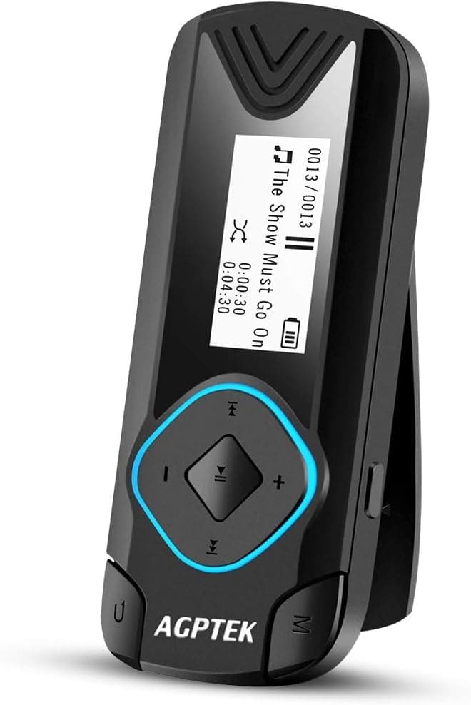 AGPTEK Clip MP3 Player 8GB Mini Digital Music Player for Jogging Running Gym, Supports up to 128GB, Black(R3)