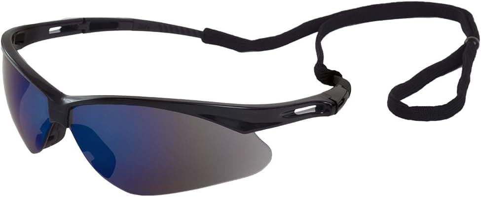 ERB 15332-12 Octane Safety Glasses with Blue Mirror Lens, Black Frame (12-Pack)
