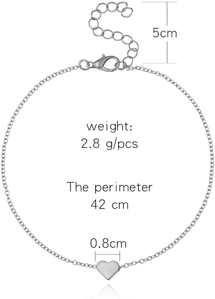 Gortin Boho Choker Necklace Silver Heart Pendant Chain Beads Necklaces Jewelry for Women and Girls