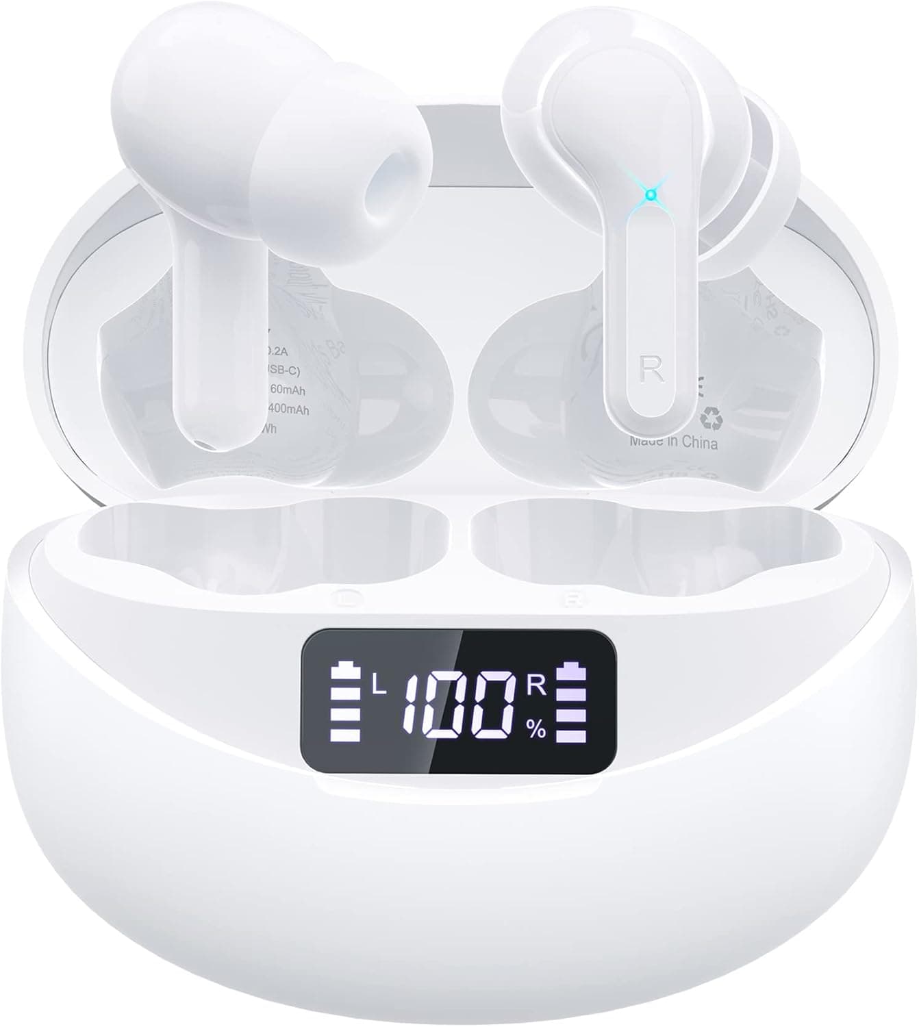 Eumspo Wireless Earbuds Bluetooth V5.1 Earbuds 35H Playtime Stereo Sound in-Ear Bluetooth Headphones Waterproof Touch Control Wireless Headphones with LED Charging Case for Sports Running Workout