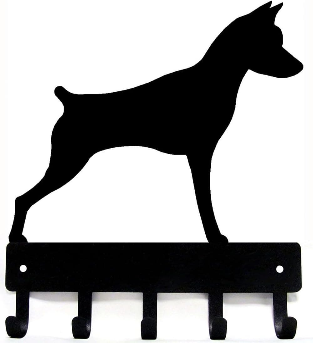 The Metal Peddler Miniature Pinscher - Key Holder & Dog Leash Hanger for Wall - Large 9 inch Wide - Made in USA; Gift for Dog Lovers