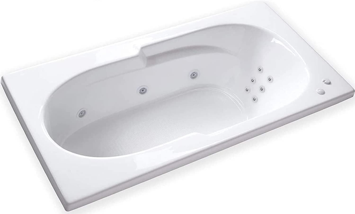 Carver Tubs - AR7236 - Whirlpool Bathtub w/Heated 12 Jet - 72"L x 36"W x 18"H - White Rectangle Acrylic Tub - Right Hand Motor