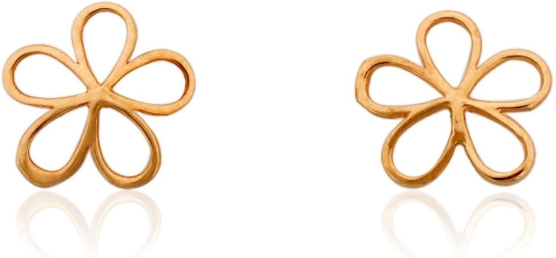 10k Solid Rose Gold Flower Stud Earrings