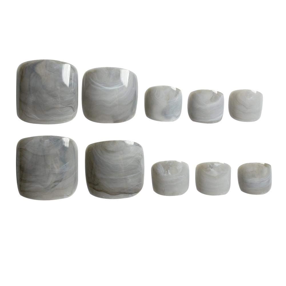 Press on Toenails, False Toenail Tips With Glue Design, Square Acrylic False Toe Nails Full Cover, Marble Toenails Artificial Toenails Glue On Toenails for Women and Girls 24pcs