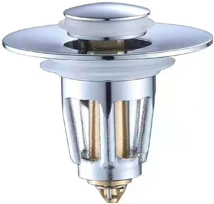 Universal Edition Stainless Steel Bullet Core Push Type, No Overflow Bounce Core Push-Type Converter Sink Drain Plug, Basin Pop-Up Drain Filter with Basket for Kitchen Bathroom(28-38mm)