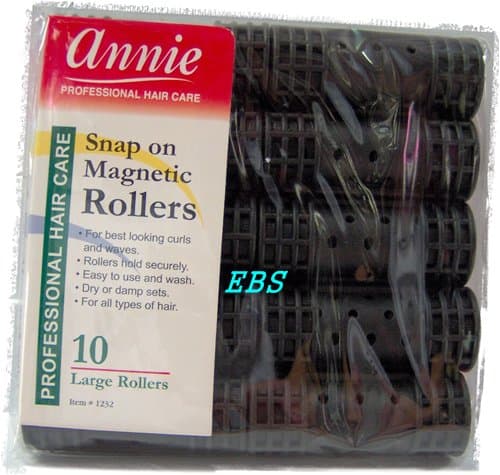 Annie Snap on Magnetic Rollers 7/8" Black 10 packs