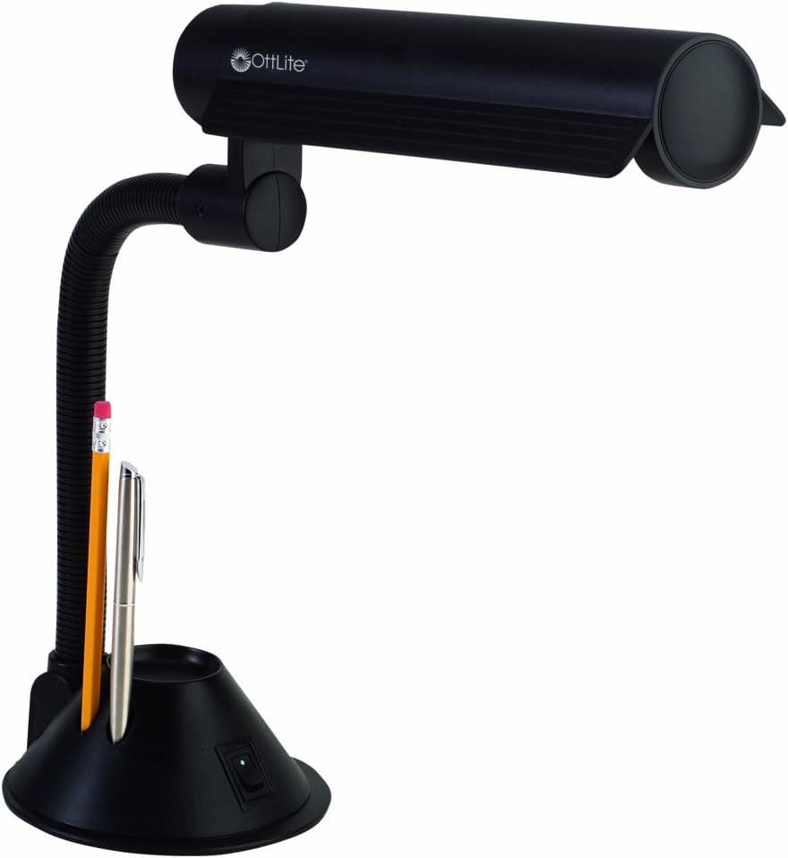 OttLite K83G56 High-Definition 13-Watt Wing-Shade Table Lamp, Black