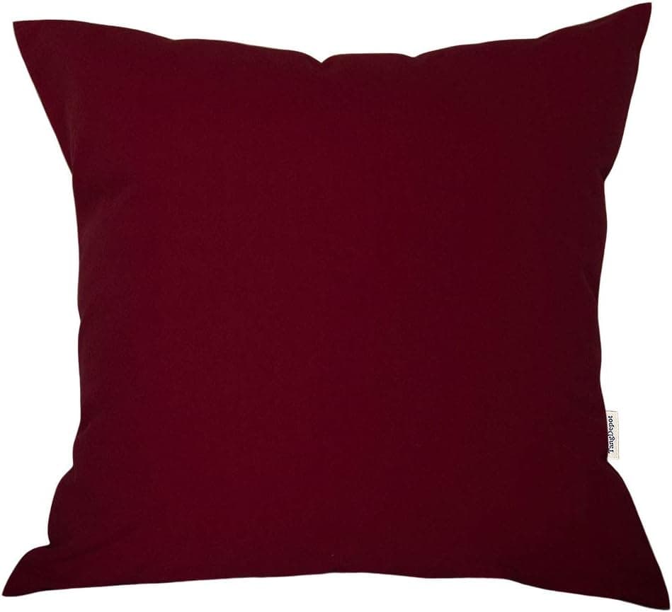 TangDepot Decorative Handmade Solid Cotton Throw Pillow Covers, Super Soft Pillow Shams, European Indoor/Outdoor Cushion Covers - (24"x24", Deep Red)