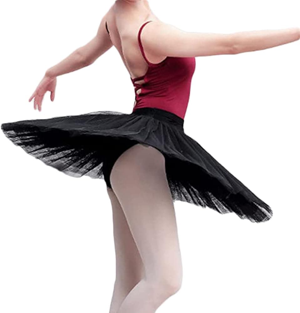 WENDYWU Women Professional Swan Ballet Tutu Skirt Hard Organdy Platter Performance Leotard Skirt