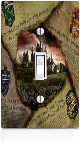 Trendy Accessories Hufflepuff Gryffindor Hogwarts Slytherin Ravenclaw Newspaper Design Pattern Print Light Switch Plate