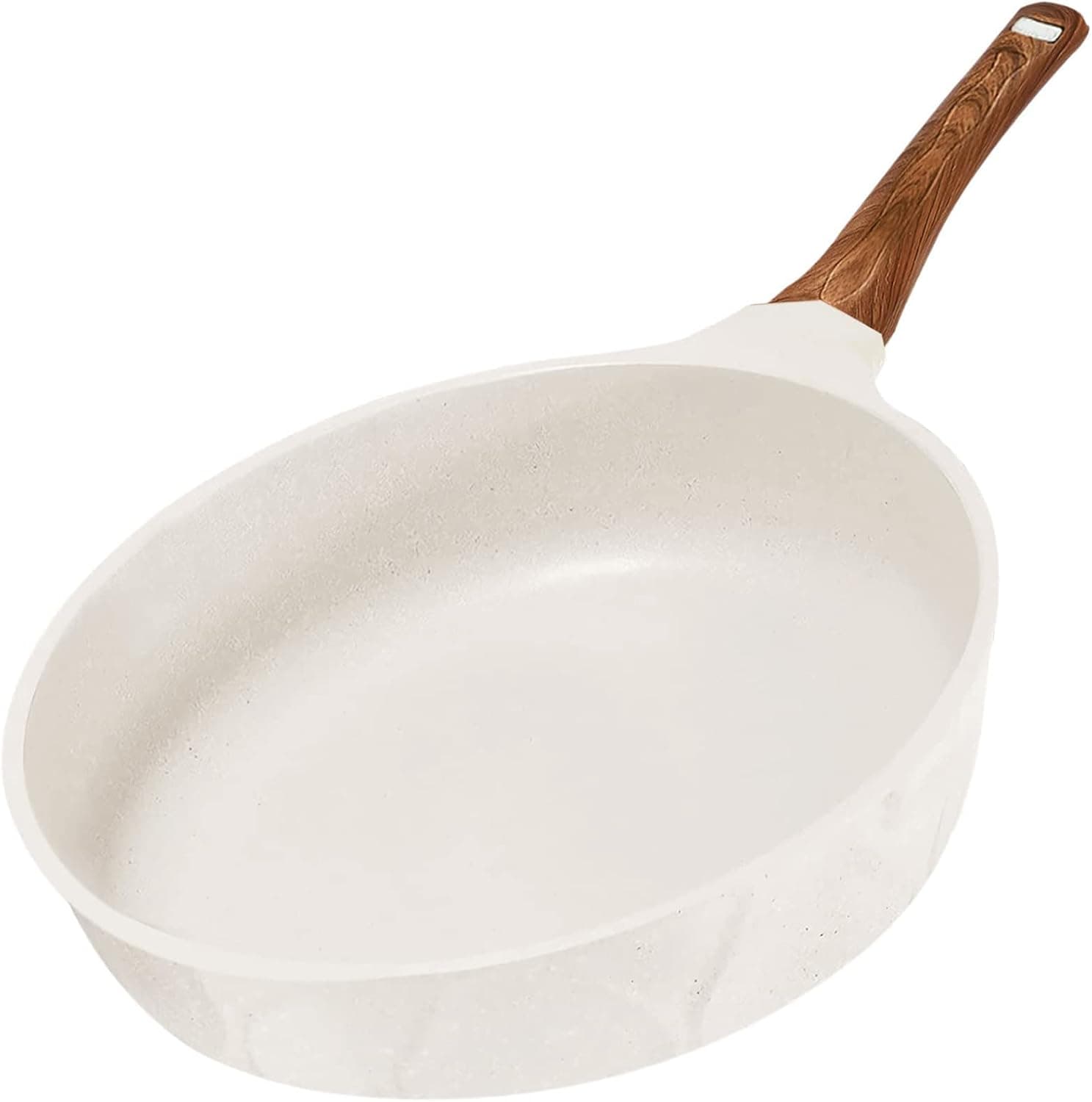 Anyfish 8 Inch Frying Pan without Lid Nonstick Induction Skillet Small Omelette Pan Beige Granite