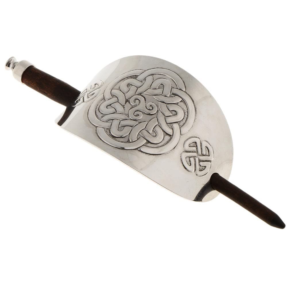 LoveinDIY Silver Metal Bun Ponytail Holder Cover Wooden Hair Stick Clip Pin Accessory - 09