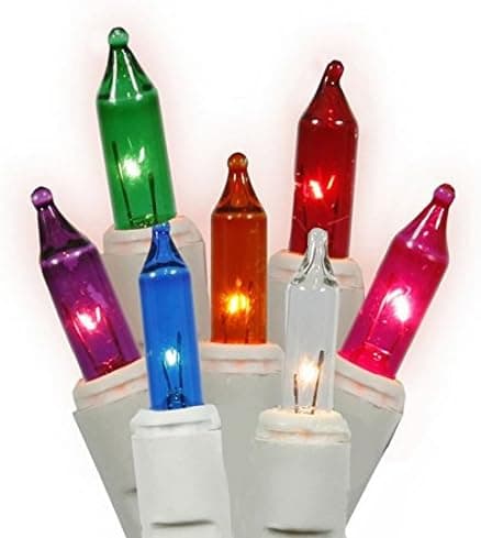 Vickerman Multicolored Mini Twinkle Christmas Lights with White Wire, Set of 50
