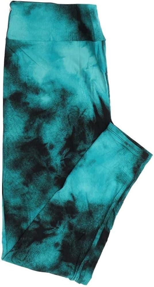 Lularoe TCTWO TC2 Batik Dye Muted Black and Turqoise Buttery Soft Leggings TC2 fits Adults 18+ 352325