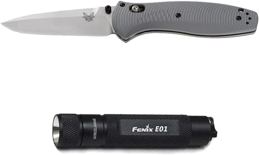 Benchmade 580-2 Barrage Axis Folding Knife + Compact Keychain LED Flashlight