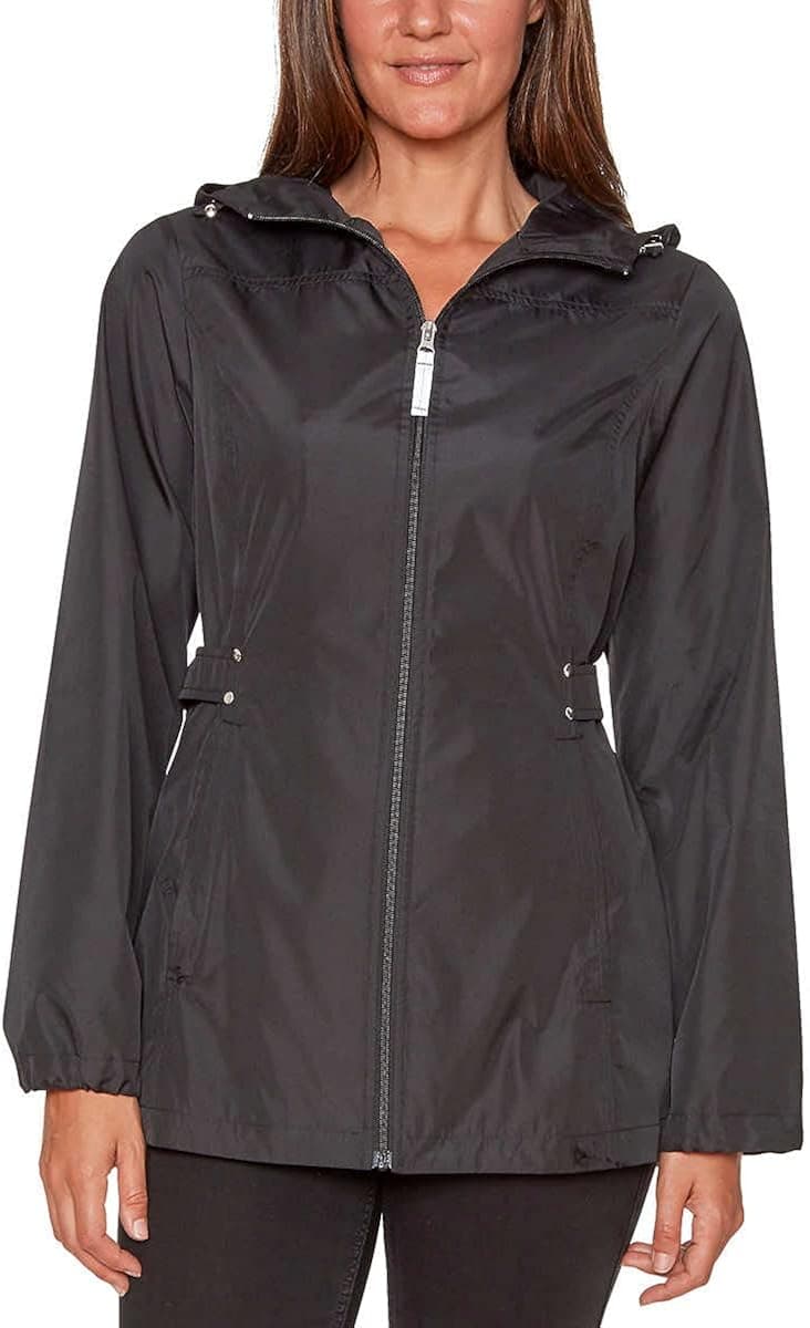 Jones New York Women's Rain Jacket Parka In A Pocket Windbreaker