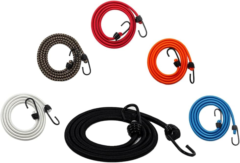 Bungee Cord with Hooks - SGT KNOTS - Marine Grade Bungee Cords with 2 Hooks - Heavy Duty Bungie - Bunji Cord Straps - Bungees for Bikes, Tie Downs, Camping, & Cars (32 in - Red, 4Pack)