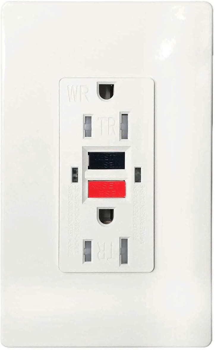GFCI 15A TR WR Wall Outlet - LASOCKETS 15 Amp 125 Volt Tamper Resistant Socket For Standard Wall Receptacle Outlet (Color Button), Residential Grade, Grounding, with 2 Free Wall Plates, UL Listed
