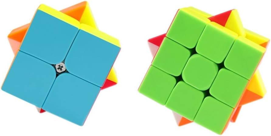 Coogam Qiyi Speed Cube Bundle 2x2 3x3 Magic Cube Set Qidi s 2x2 Warrior W 3x3 Stickerless Puzzle Toy Pack
