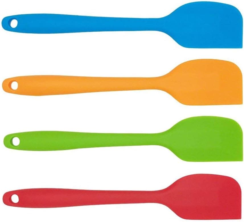 Docik Pro-Grade Silicone Spatulas, 8.5 Inch Heat-Resistant Non-Stick Baking Mixing Small Scraper Spatula, One Piece Seamless Design, Solid Stainless Steel Core, 4-Piece Set