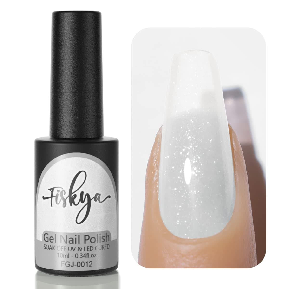 Fiskya Gel Nail Polish Glitter Milky White Color Soak Off UV LED 10ml Gel Polish Nail Art DIY Home Manicure