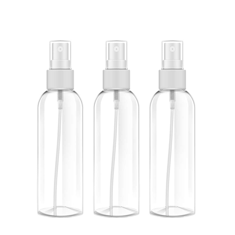 3oz 100ml Fine Mist Mini Clear Spray Bottles with Pump Spray Cap-3 Pack for Essential Oils, Travel,Perfumes - Refillable & Reusable Empty Plastic Bottles Travel Bottle