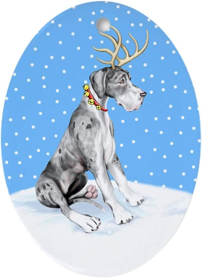 CafePress Great Dane Deer Merle UC Oval Ornament Oval Holiday Christmas Ornament