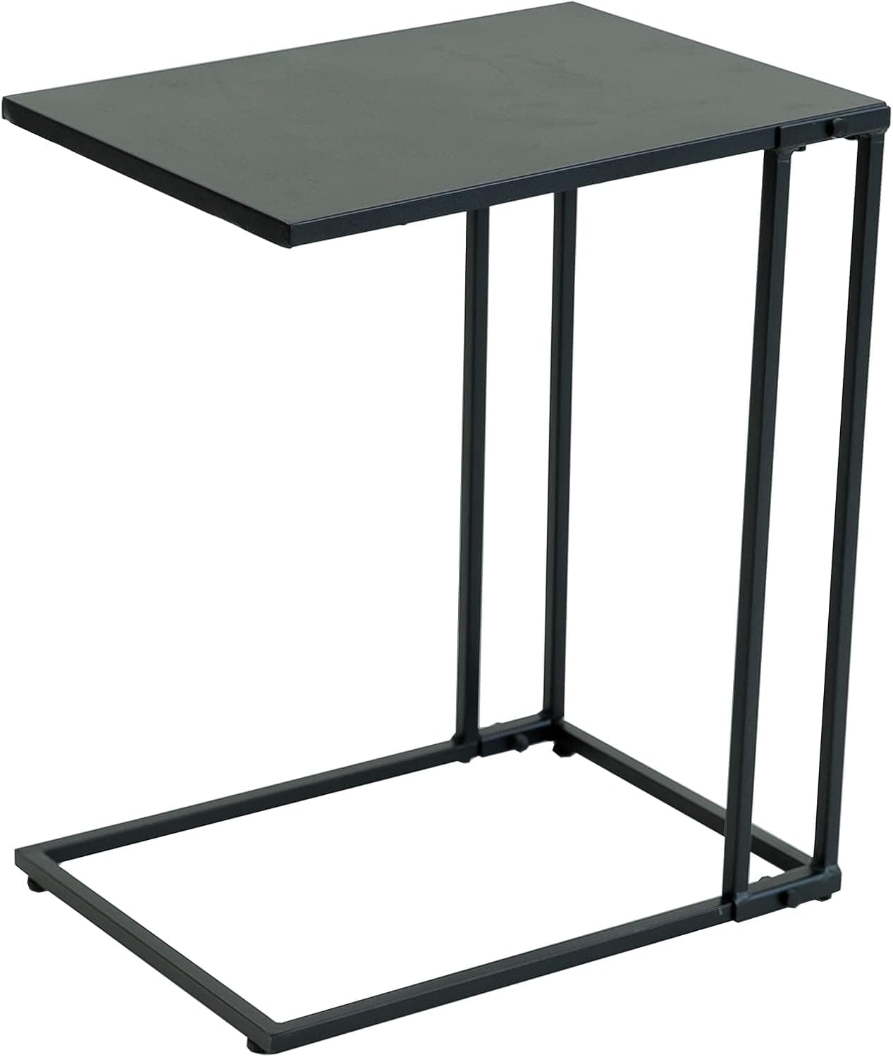 C-Hopetree Coffee End Side Sofa Table with Black Metal Frame and Top