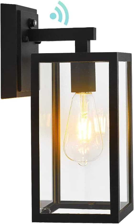 RINLNOY Dusk to Dawn Outdoor Wall Lantern,Exterior Wall Sconce Light Fixture,Matte Black Porch Light