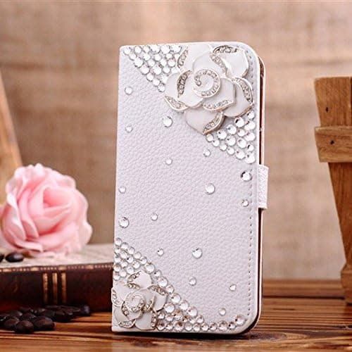 Wellpad Classic design bling leather wallet Credit card stand Case For LG Optimus G Pro E980 F240k F240s F240l phone(white Camellias)