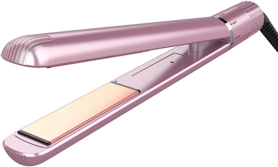 Hair Straightener and Curls 2 in 1 Straightens & Curls with Adjustable Temp Ceramic Tourmaline Ionic Flat Iron Hair Straightener Travel Solan 1 Inch Dual Voltage #XY057