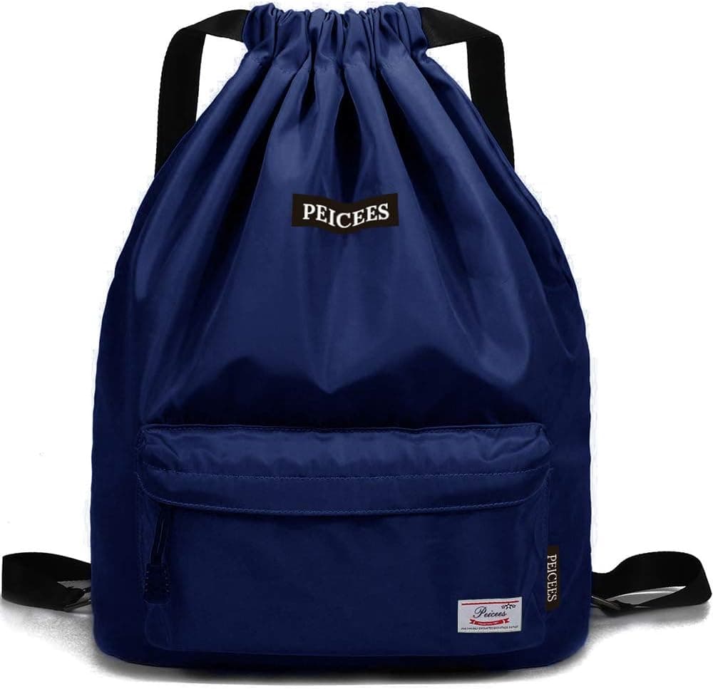 Peicees Waterproof Drawstring Sport Bag Lightweight Sackpack Backpack for Men and Women