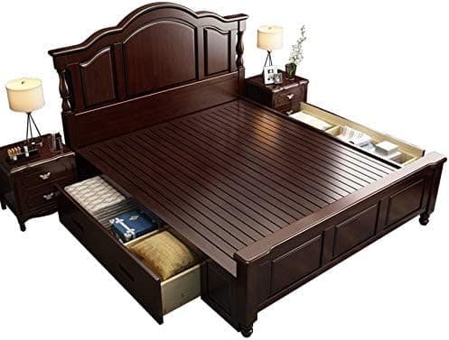 American Style Light Luxury Wood Bed Master Bedroom 1.8m Double Bed Modern Simple Bedroom Furniture