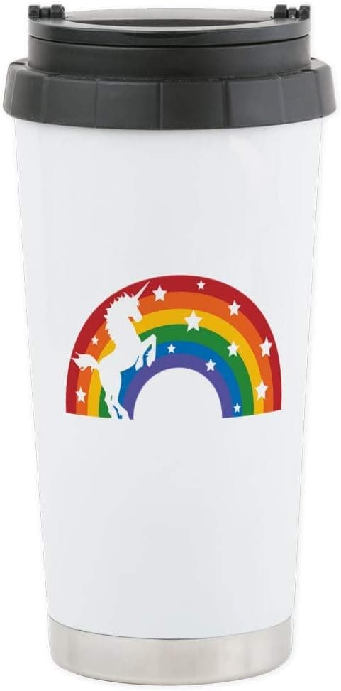 CafePress Retro Rainbow Unicorn Stainless Steel Travel Mug Stainless Steel Travel Mug, Insulated 20 oz. Coffee Tumbler