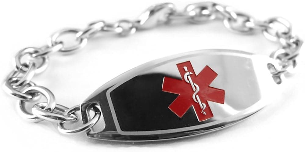 My Identity Doctor - Pre-Engraved & Customized Pacemaker Medical Alert ID Bracelet, Red, Wallet Card Incld