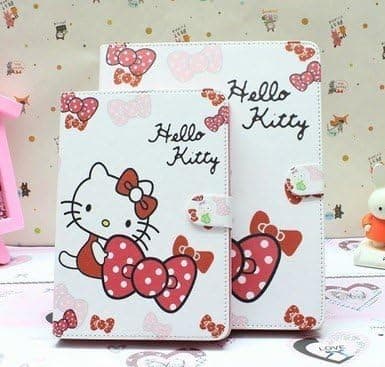 Yiyigate Ipad Air Leather Case New Cartoon Hello Kitty Pattern Luxury Flip Leather Stand Slim Cover Case for Apple Ipad Air Ipad 5 with Free Screen Protector