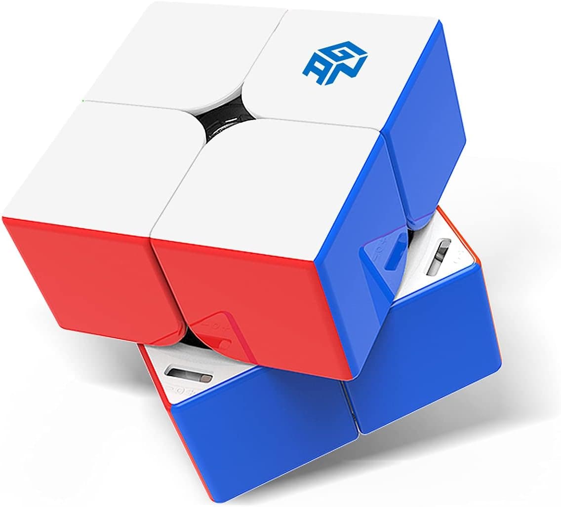 GAN 251 M Leap, 2x2 Magnetic Speed Cube Stickerless 251 Mini Cube 63 Magnets Puzzle Toy for Beginner(Frosted Surface Primary Internal)