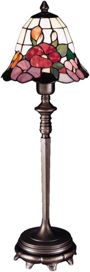 Dale Tiffany 8867/092 Peony Buffet Table Lamp, Antique Bronze and Art Glass Shade