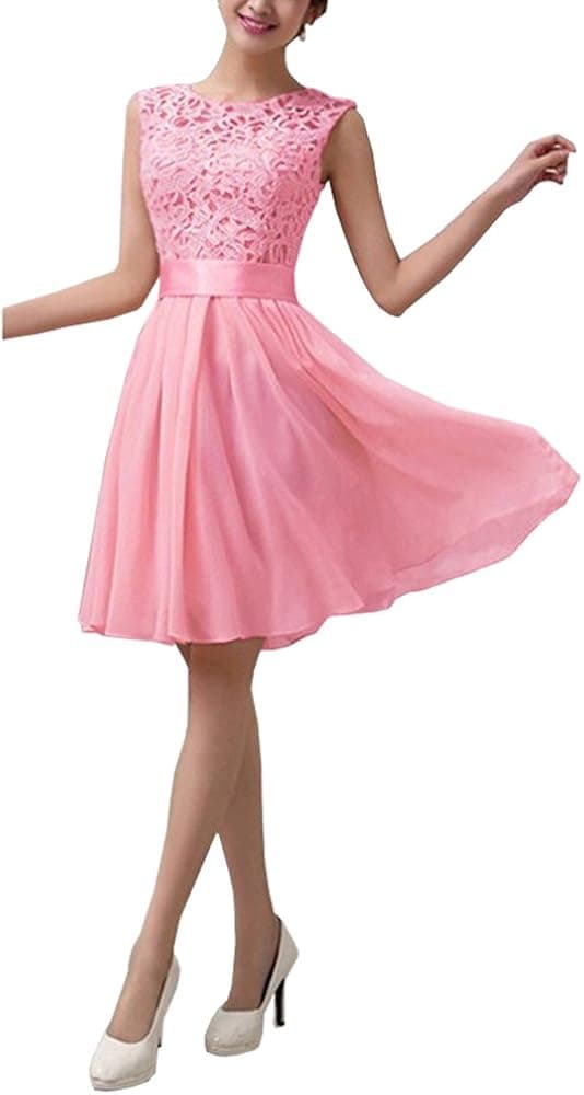 Lrady Women's Lace Chiffon A-line Long Maxi Dress Evening Wedding Bridesmaid Dress