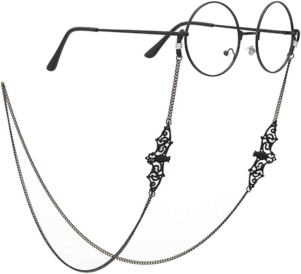 Yantu Black Bat Glasses Chain Animal Pendent Eyeglasses Holder Strap Cord Eyewear Retainer for Women Men