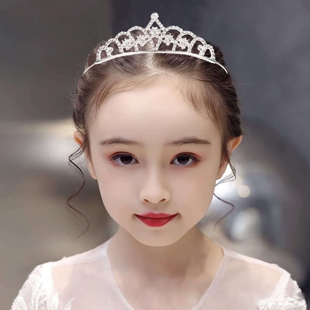 GORTIN Girls Crystal Tiara Crown Silver Children Princess Crown for Birthday Party Rhinestones Headbands Bride Wedding Headpieces for Girls and Kids (type 4)