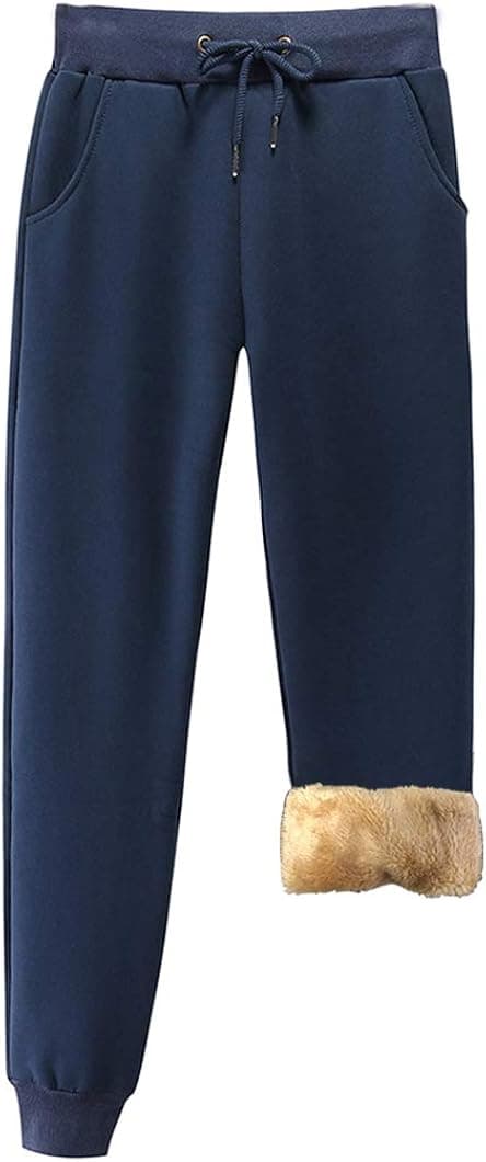 Duyang Women's Warm Sherpa Lined Sweatpants Athletic Jogger Harem Pants