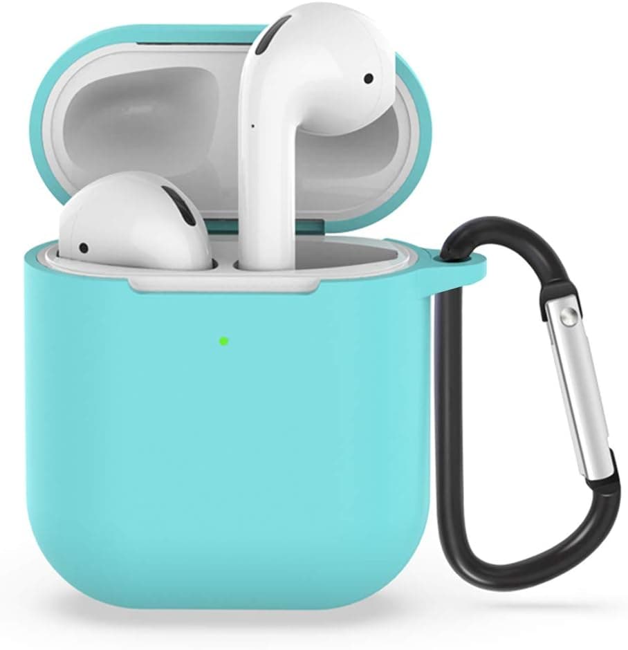 ZALU Upgrade Compatible for AirPods Case with Keychain [Front LED Visible] Premium Silicone Cover Skin for AirPods Charging Case 2 (Mint Green)