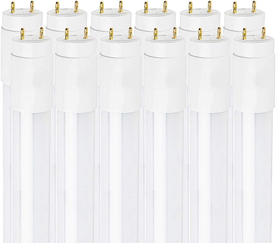 LUXRITE 4FT LED Tube Light, T8, 18W (32W Equivalent), 3000K Soft White, 2000 Lumens, Fluorescent Light Tube Replacement, Direct or Ballast Bypass, DLC and ETL Listed (12 Pack)
