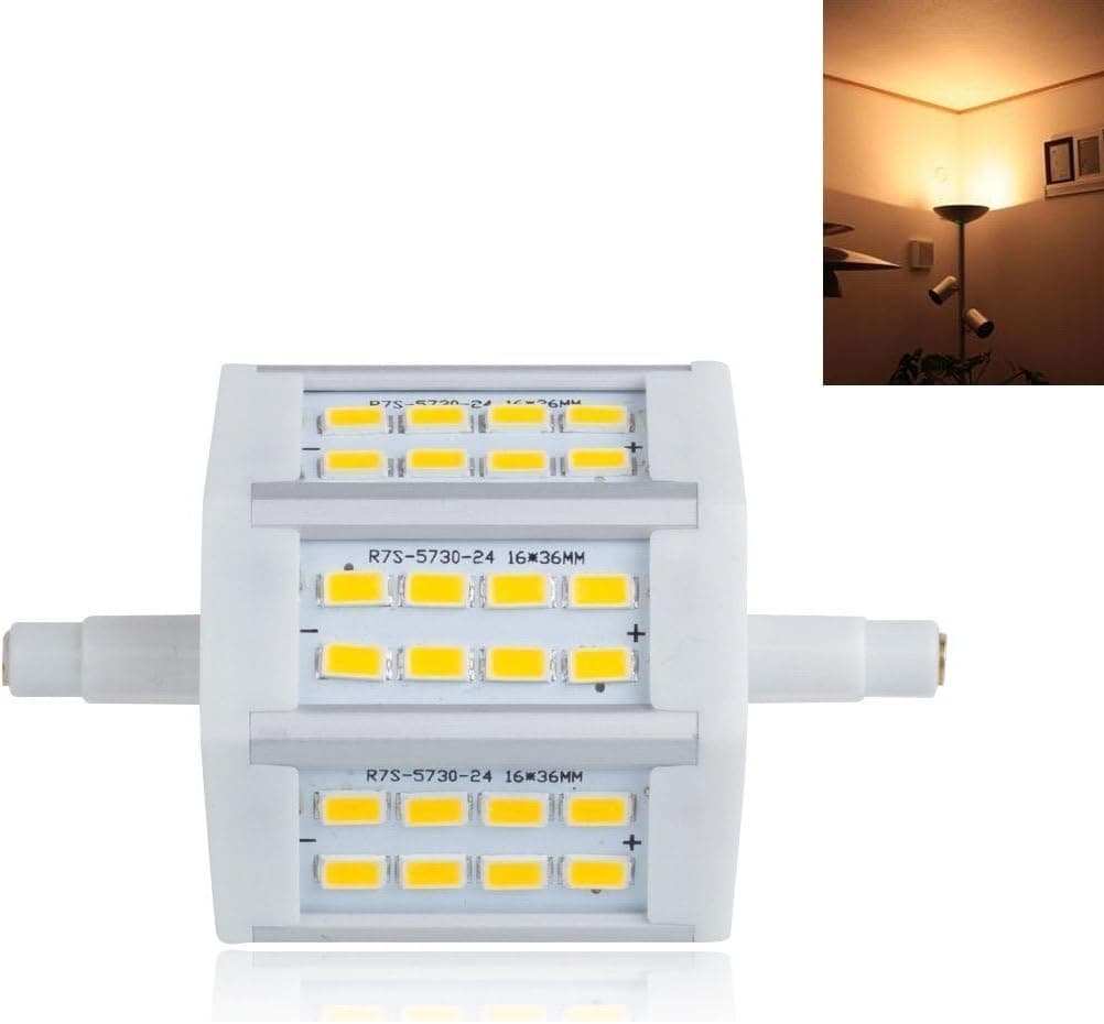 Spevert Warm white Dimmable R7S 10W SMD 5730 J78 Horizontal Plug LED Lamp J Type Double Ended Tungsten Halogen Bulb Replacement - 3200K