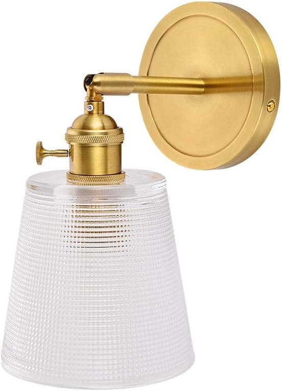 Brass Wall Sconce - Industrial Indoor Wall Lamp with Glass Shade by YIOSI