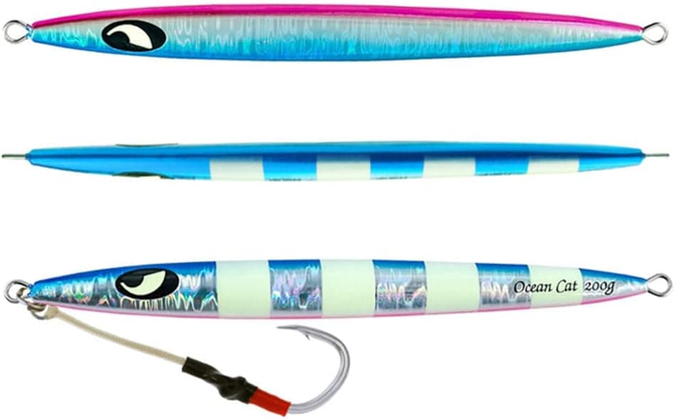 OCEAN CAT Speed Fall Fishing Luers Metal Vertical Lead Jigging Sea Baits Flat Hooks 5 Colors 7 Weights